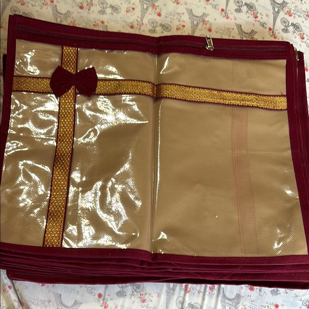Elegant Maroon and Gold Storage Bag